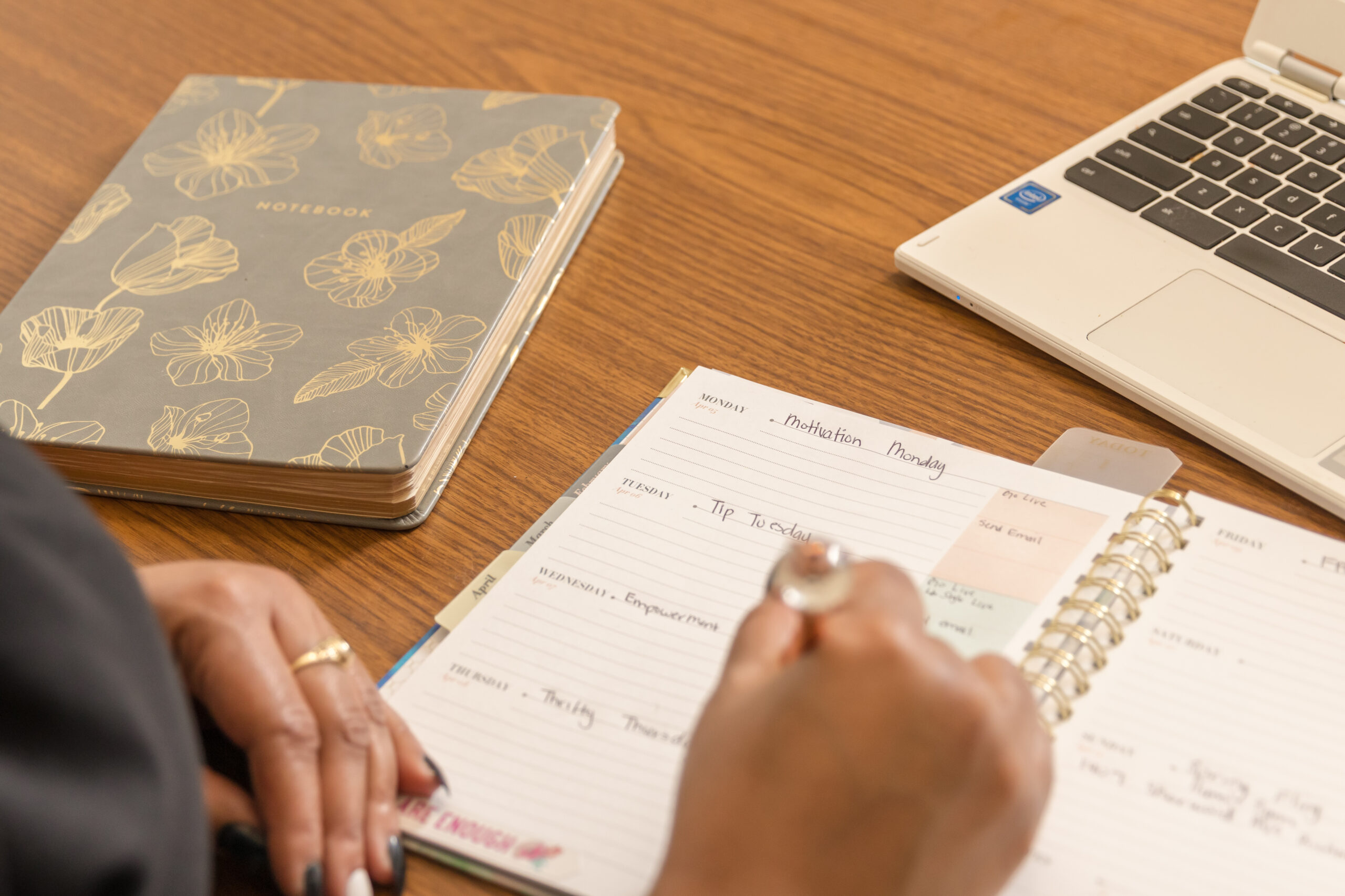 Beautifully Graced Brands blog cover—laptop and notebook styled on neutral desk